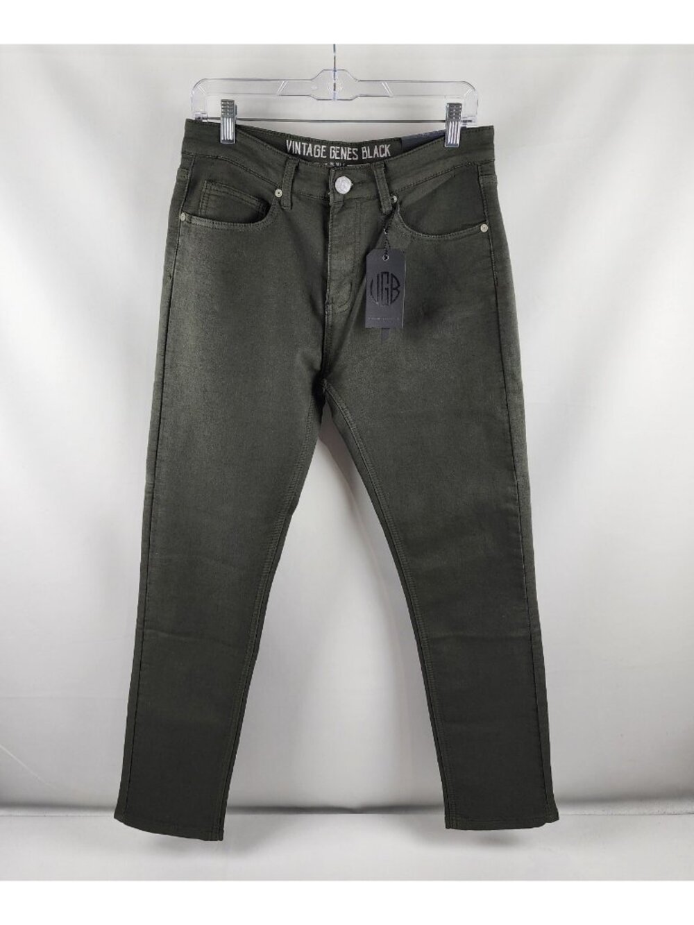 Vintage Genes Black Jeans Mens 30x30 Green Slim Fit Denim NWT